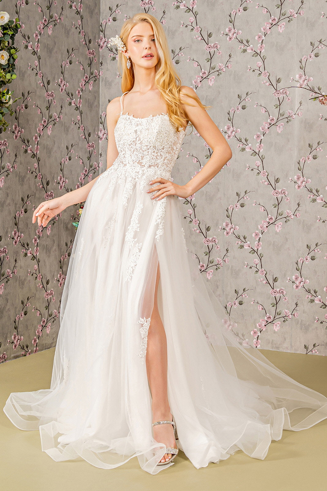 Long Beaded A Line Wedding Gown - Ivory / 3XL Long Beaded A Line Wedding Gown - Ivory / 3XL