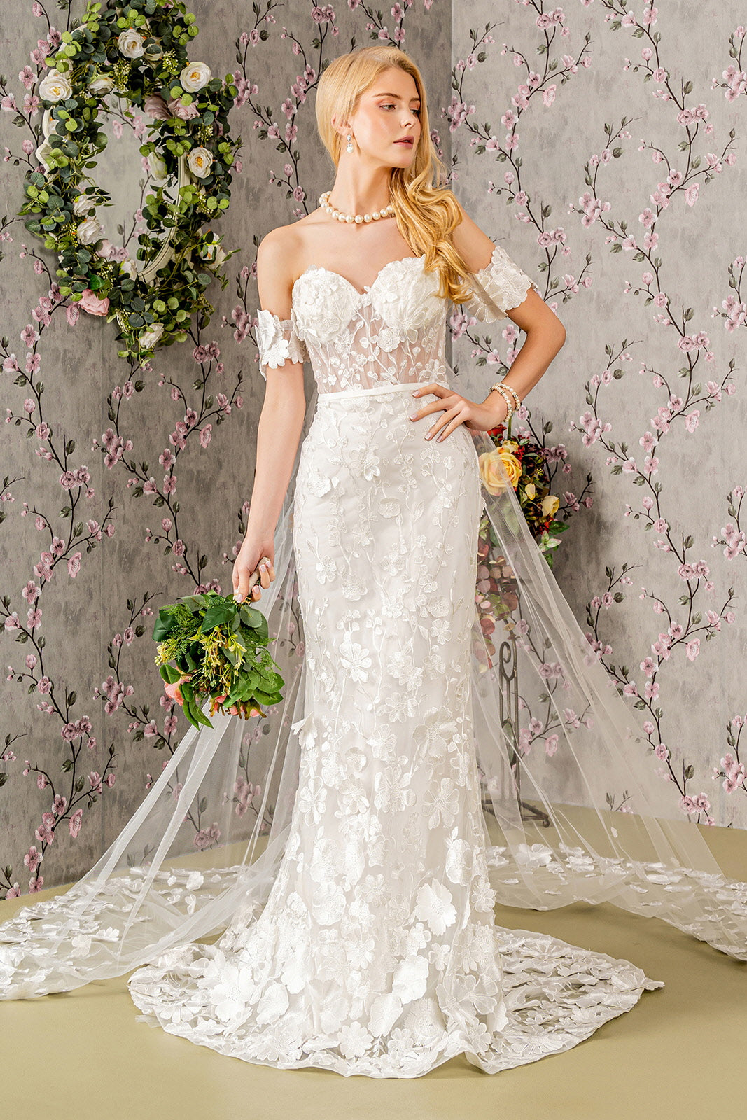 Ivory Long Mermaid Wedding Dress for $537 0 The Dress Outlet