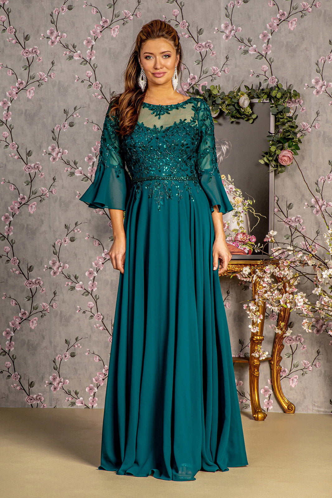 Mother of the Bride Dresses A line Waist Band Long Mother of the Bride Dress Teal