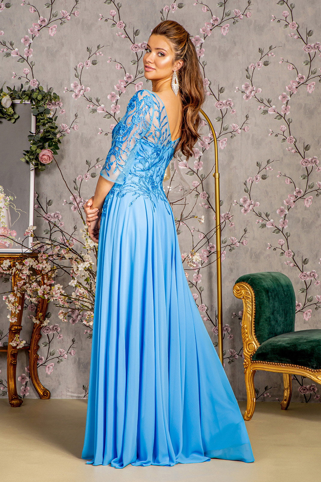 Beaded Long Formal Mother of the Bride Dress