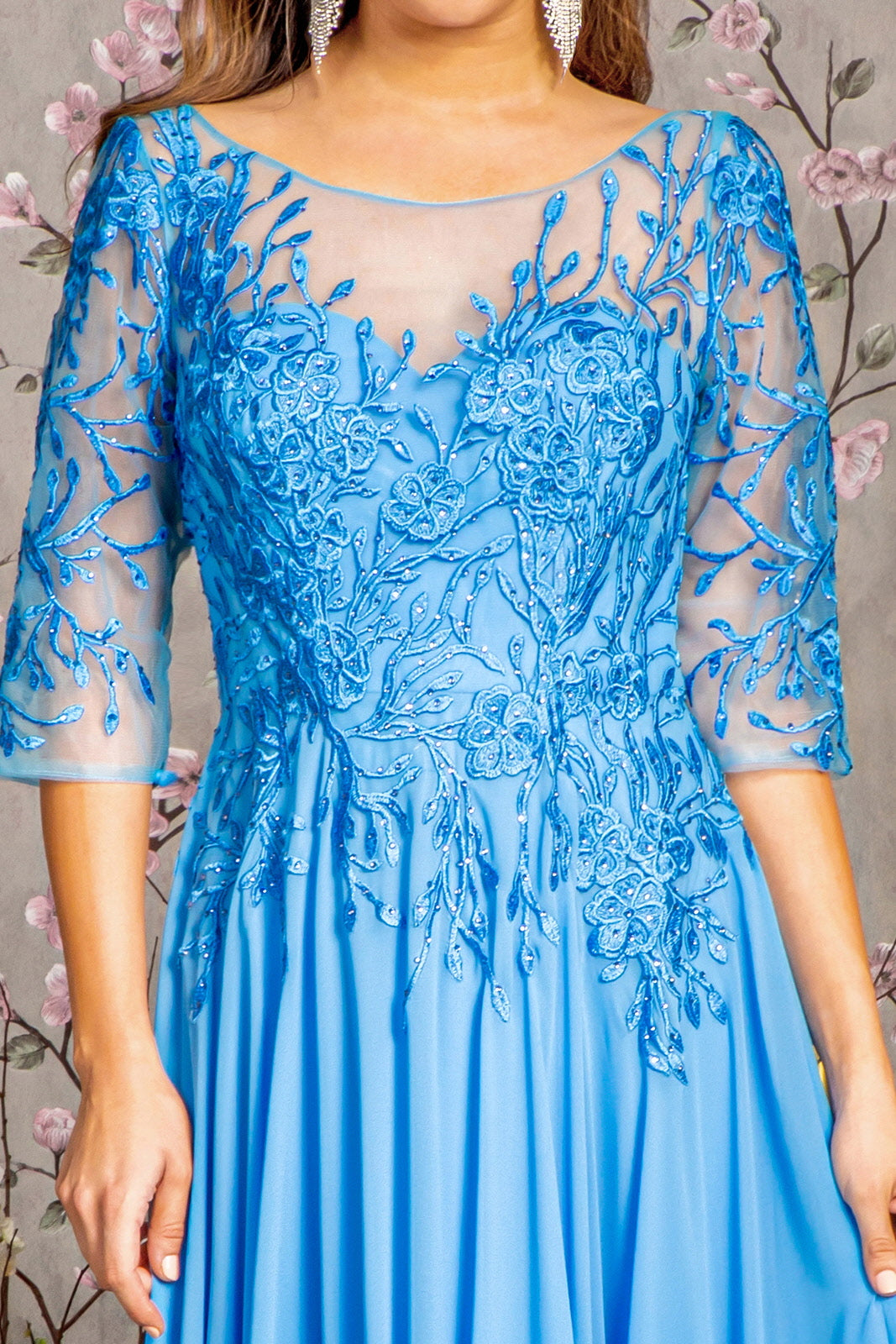 Beaded Long Formal Mother of the Bride Dress
