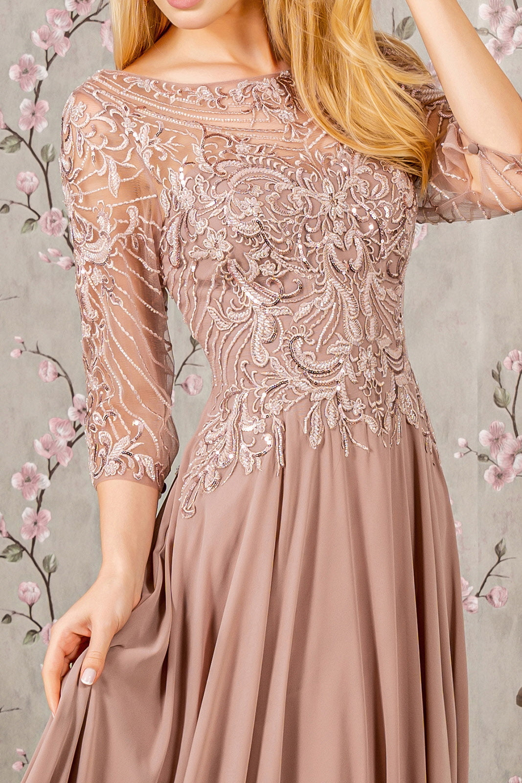 Mother of the Bride Long Formal Dress - Champagne / L Mother of the Bride Long Formal Dress - Champagne / L
