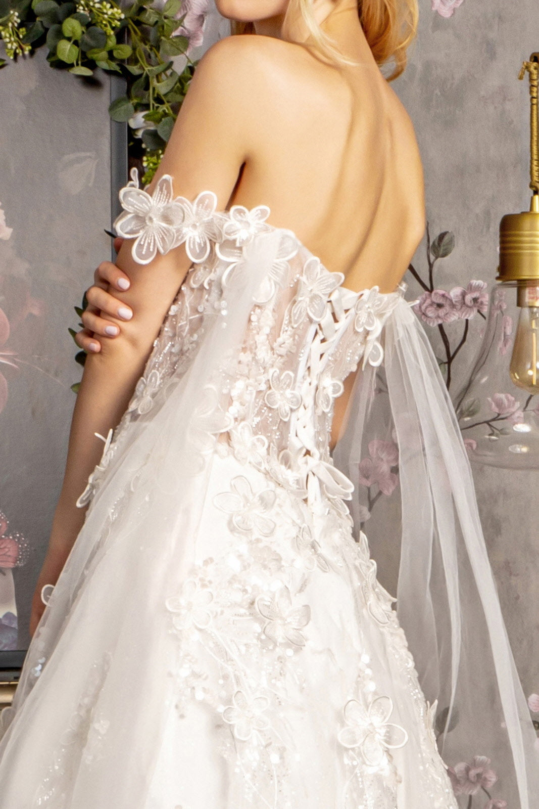 3D Flower Black Sequin Gown