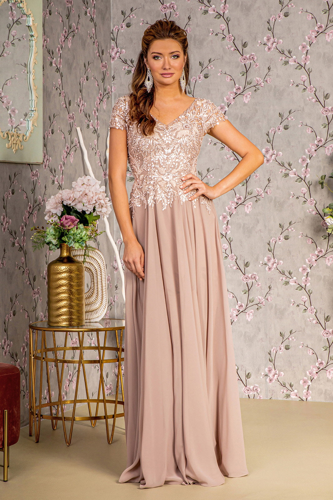 Taupe Long Formal A Line Mother of the Bride Dress for $251.0 – The