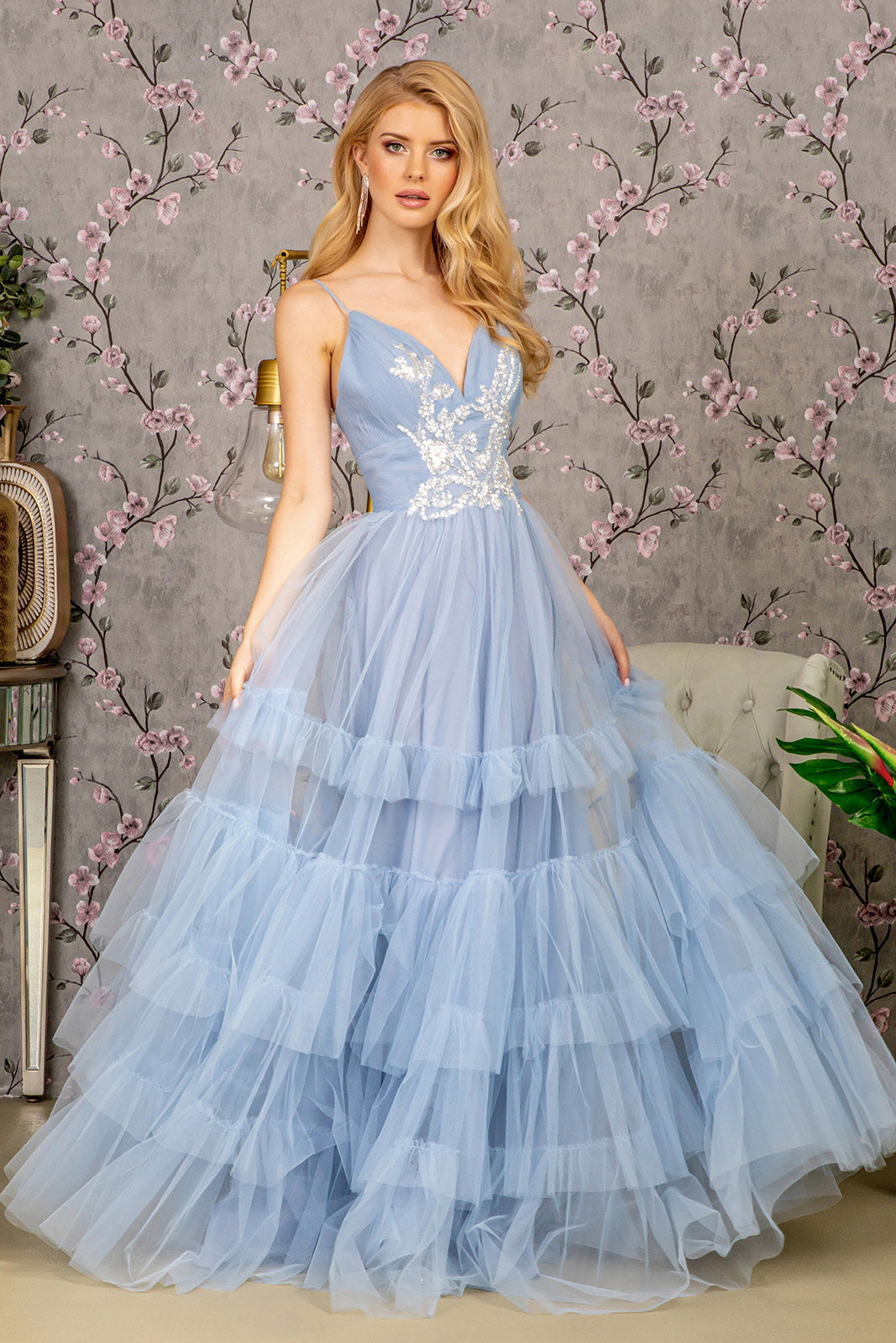 Long Sequin Beaded Formal Prom Dress