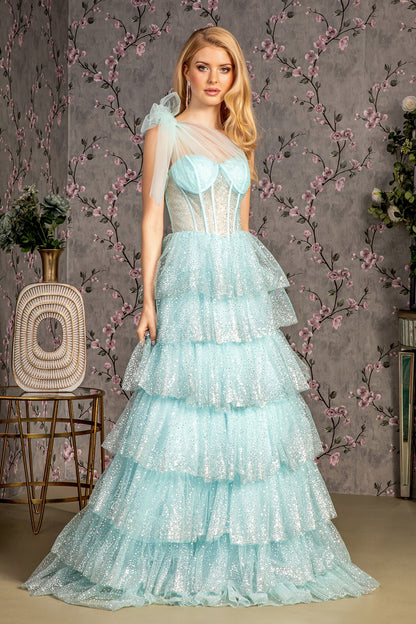 Prom Dresses Prom Glitter A line Long Dress Baby Blue