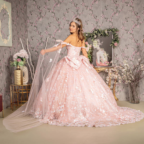 Quinceniera Dresses Detachable Ribbons Long Drapes Quinceanera Ball Gown Blush
