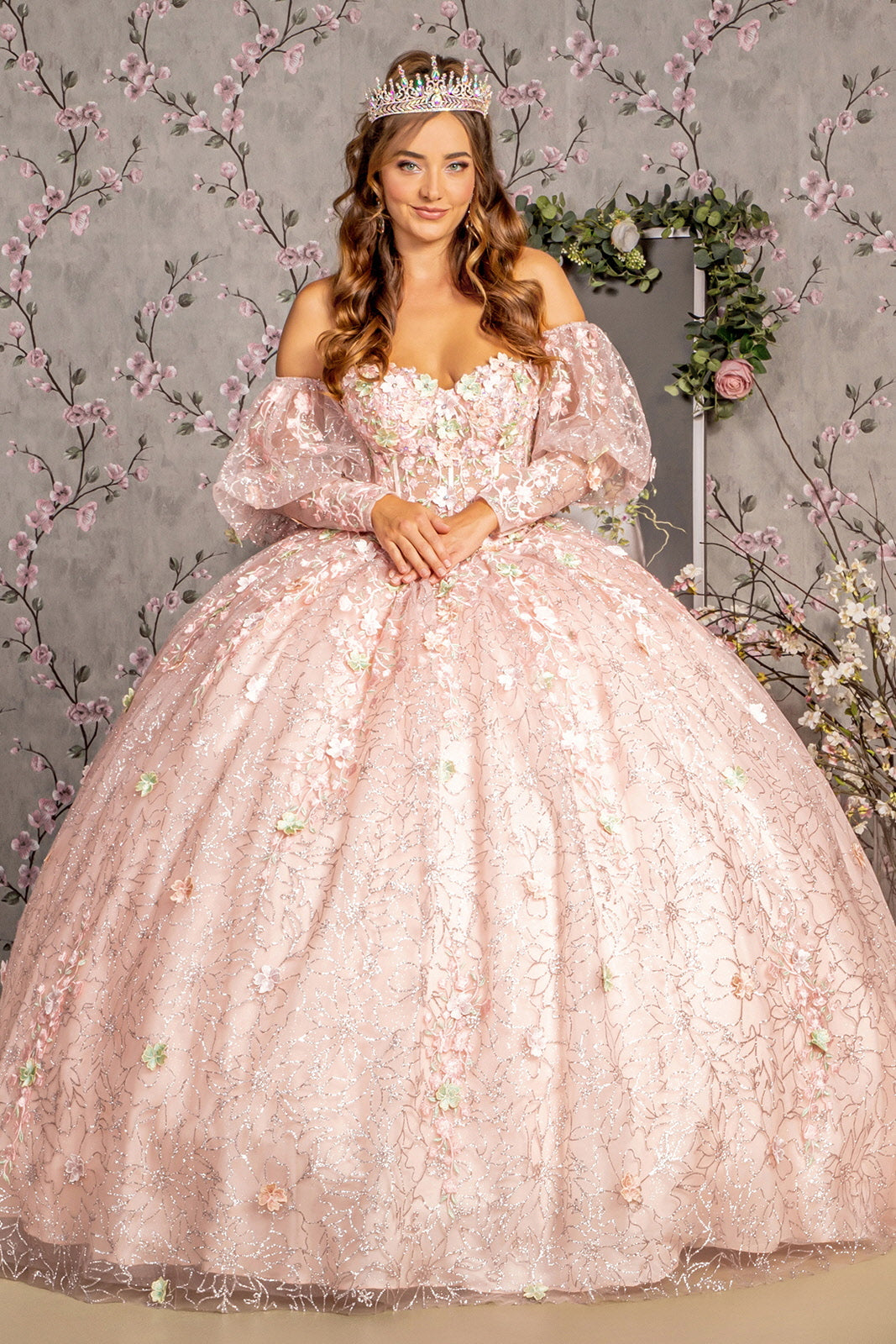 Detachable Ribbon Long Quinceanera Dress