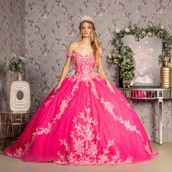 Long Ball Gown Glitter Quinceanera Dress