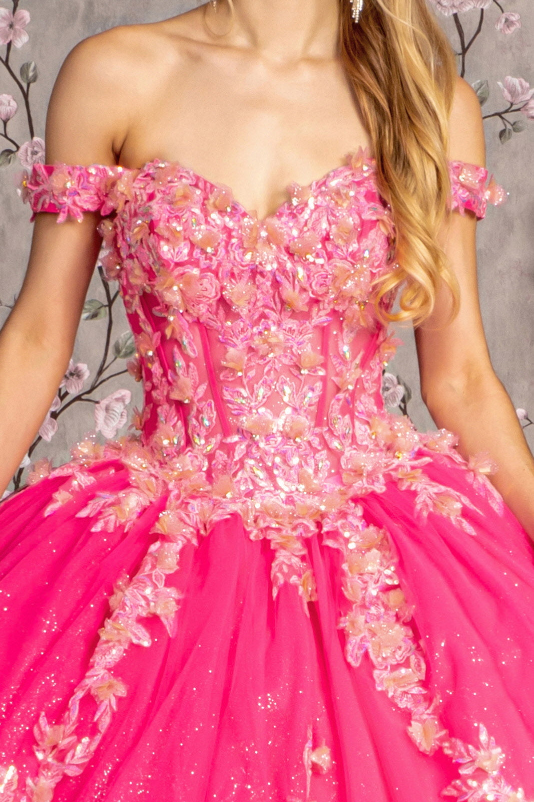 Long Ball Gown Glitter Quinceanera Dress