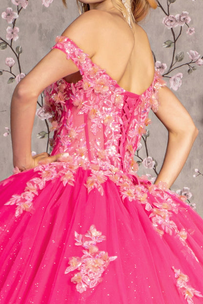 Quinceniera Dresses Glitter Quinceanera Ball Gown Fuchsia