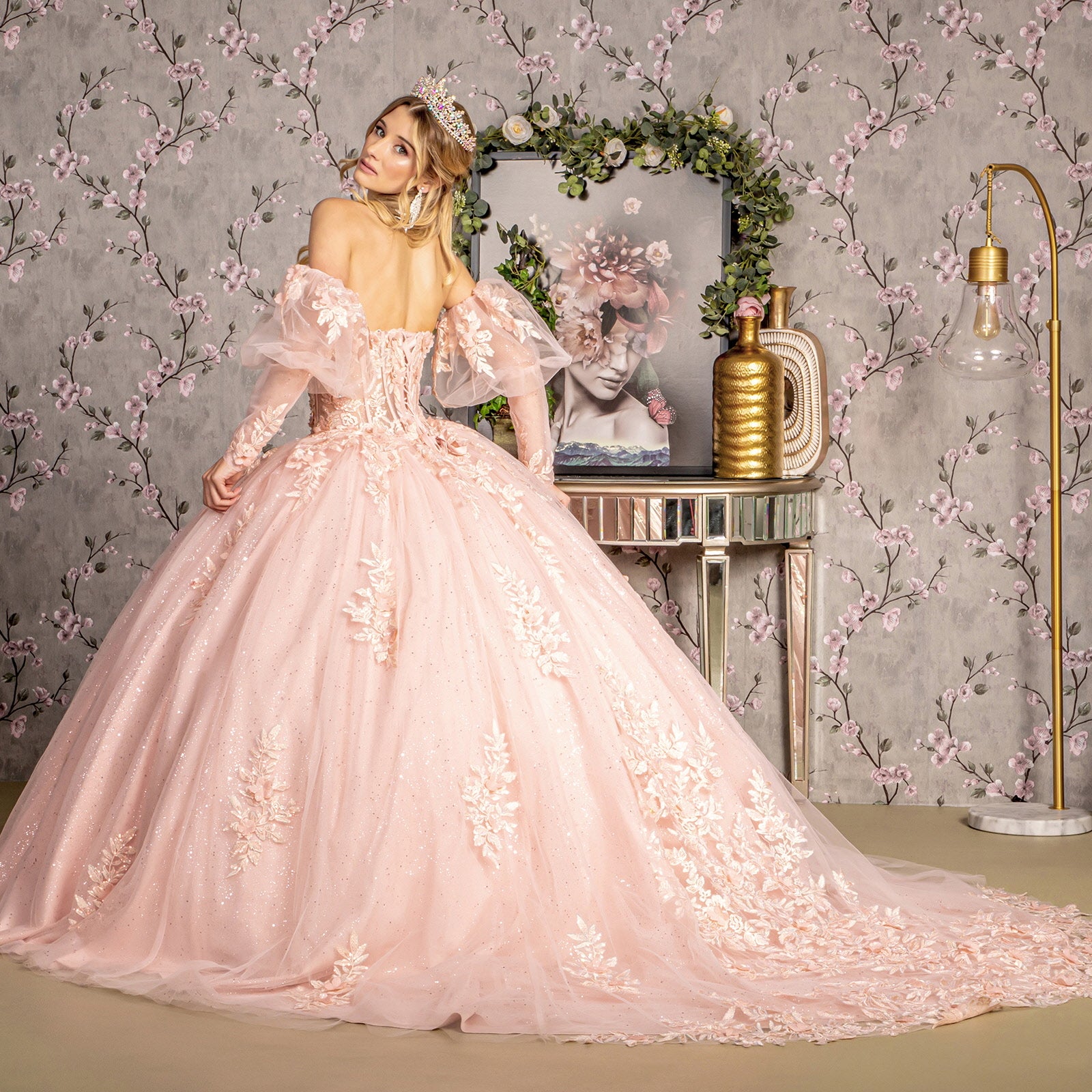 Long Quinceanera Dress Glitter Ball Gown