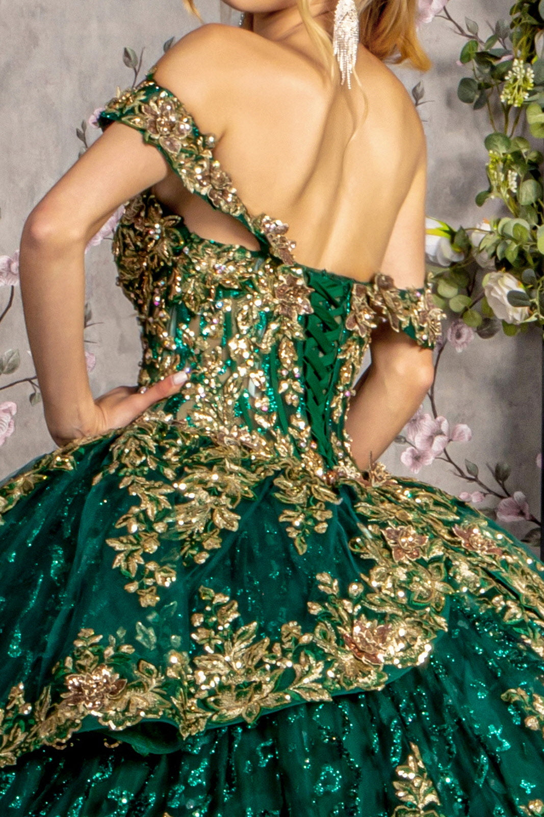 Quinceniera Dresses Metallic Jewel Quinceanera Ball Gown Green