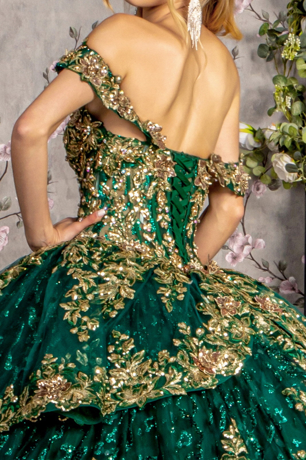 Long Metallic Quinceanera Ball Gown