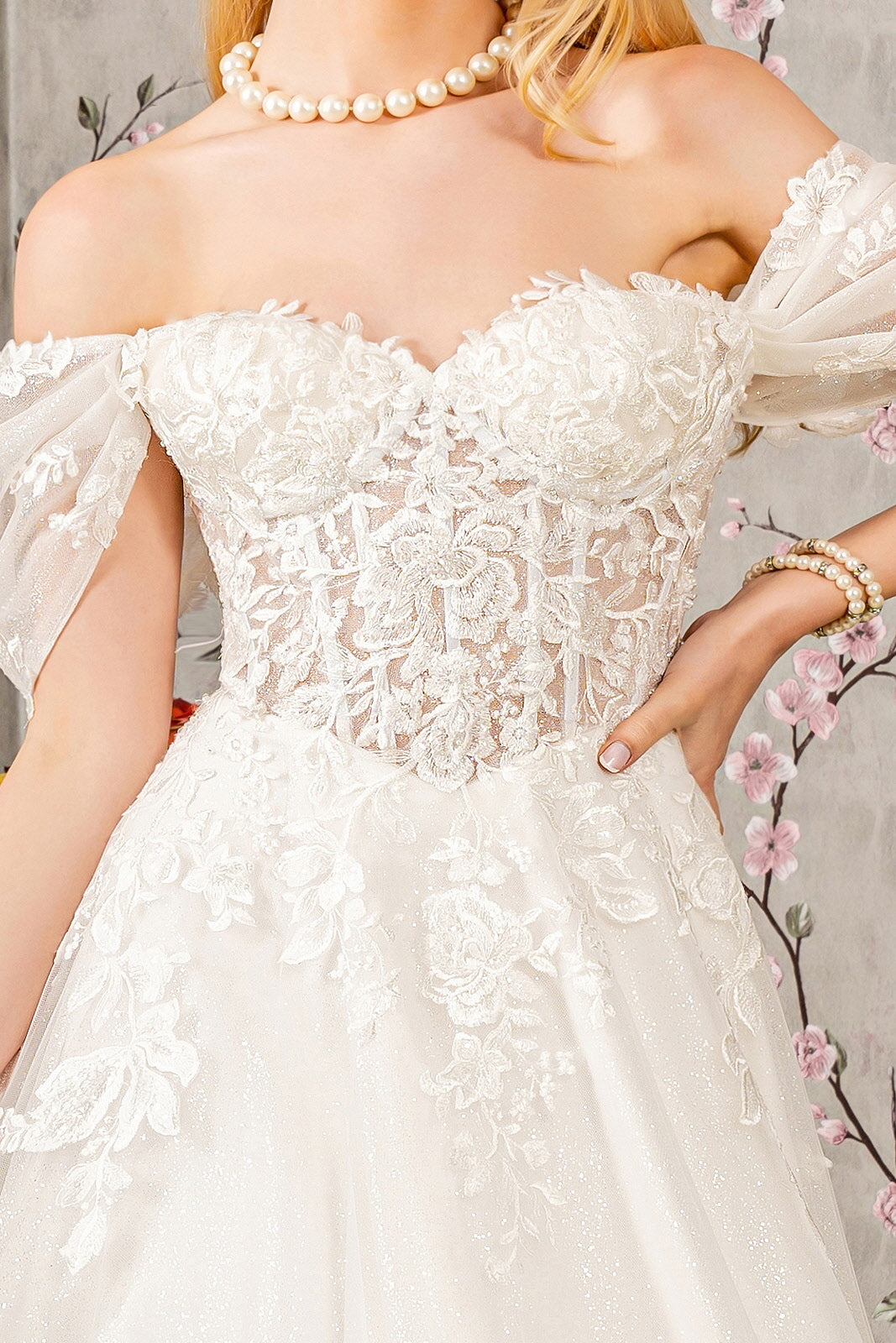 Long Bridal Gown Floral Wedding Dress