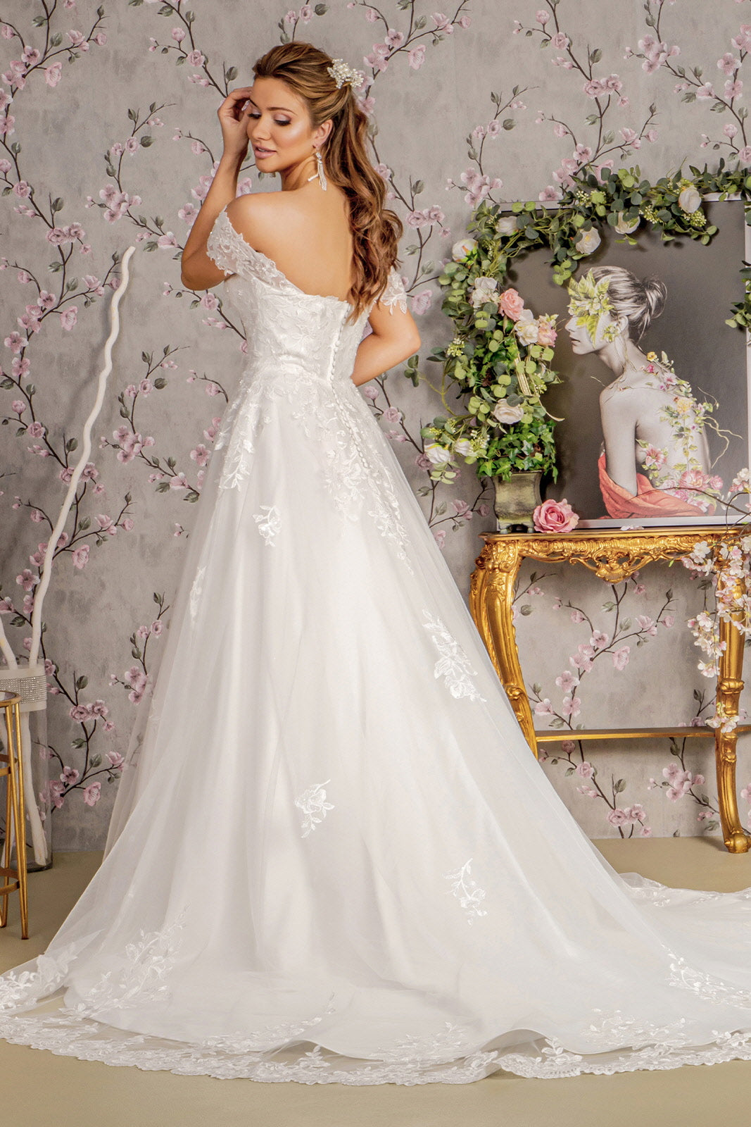 Simple A line Long Wedding Gown