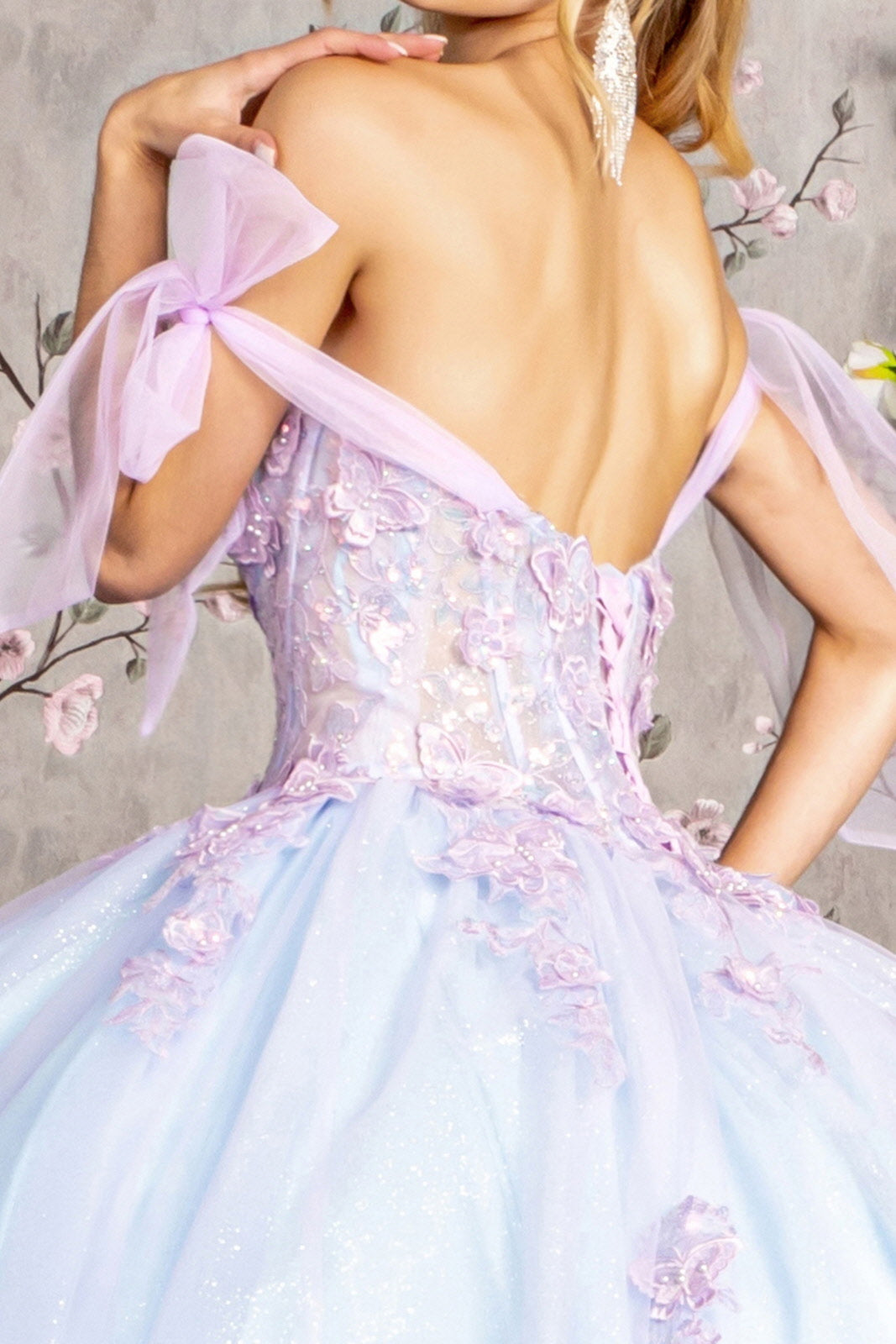Long Quinceanera Dress 3D Butterfly Ball Gown
