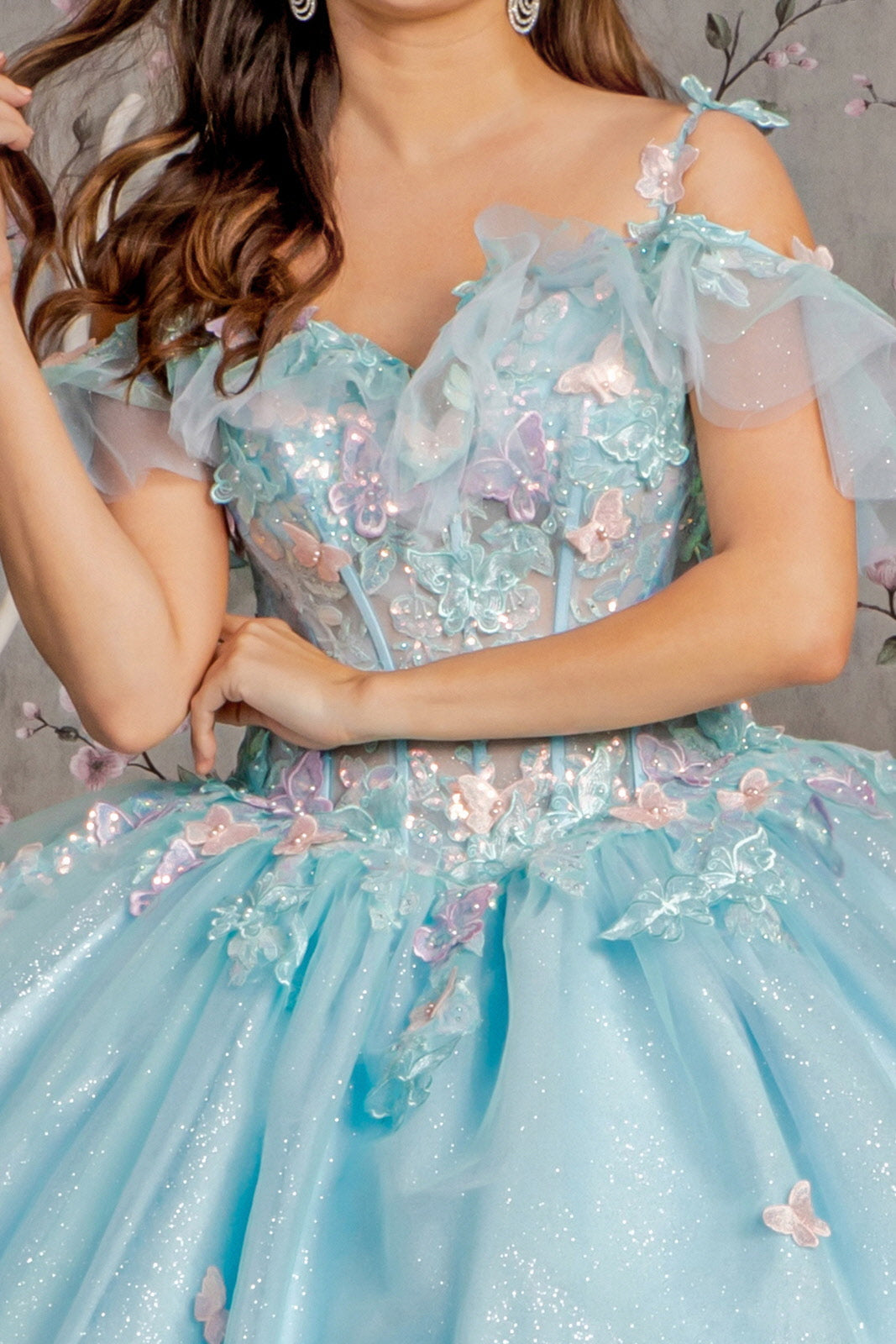 Long Ball Gown Glitter Quinceanera Dress