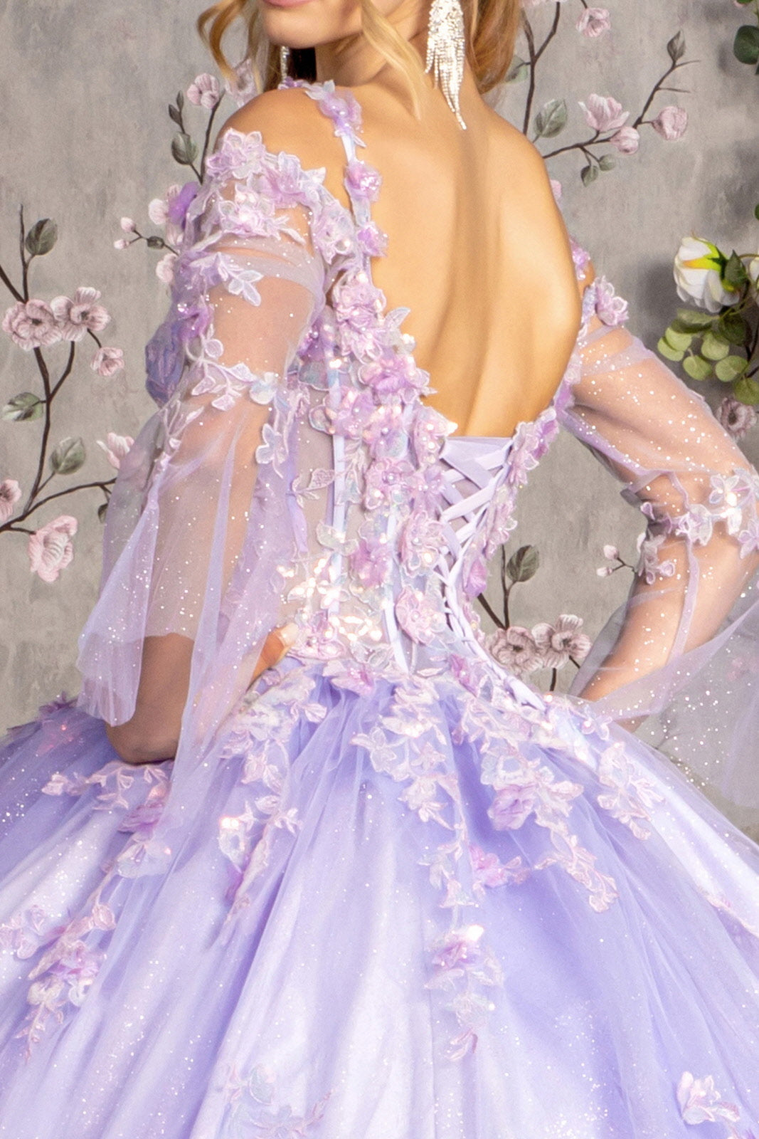 Glitter Sequin Long Quinceanera Ball Gown