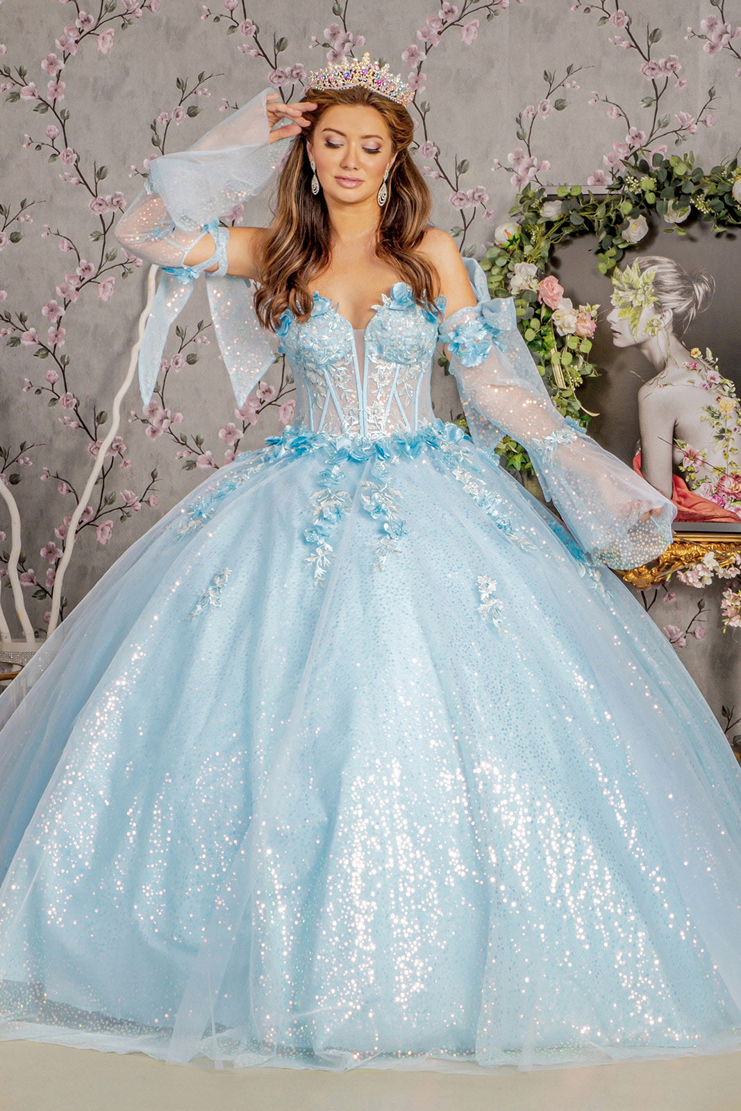 Quinceniera Dresses Jewel Quinceanera Ball Gown Baby Blue