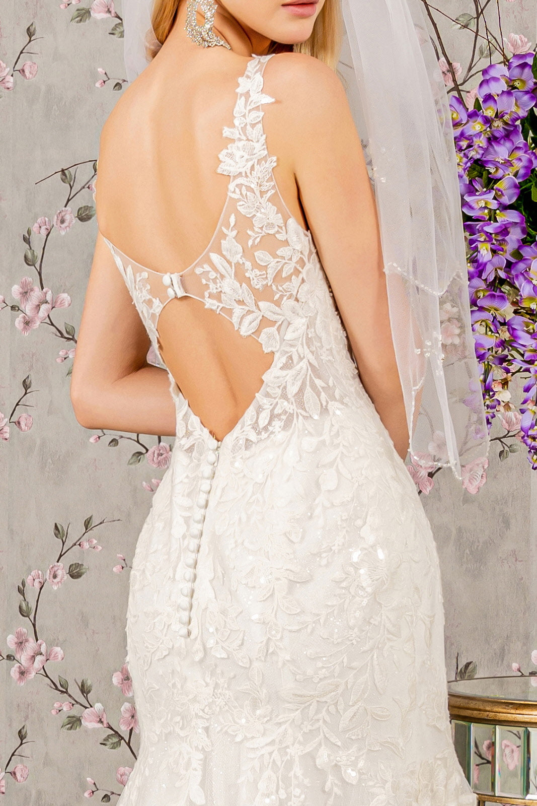 Long Beaded Mermaid Wedding Gown