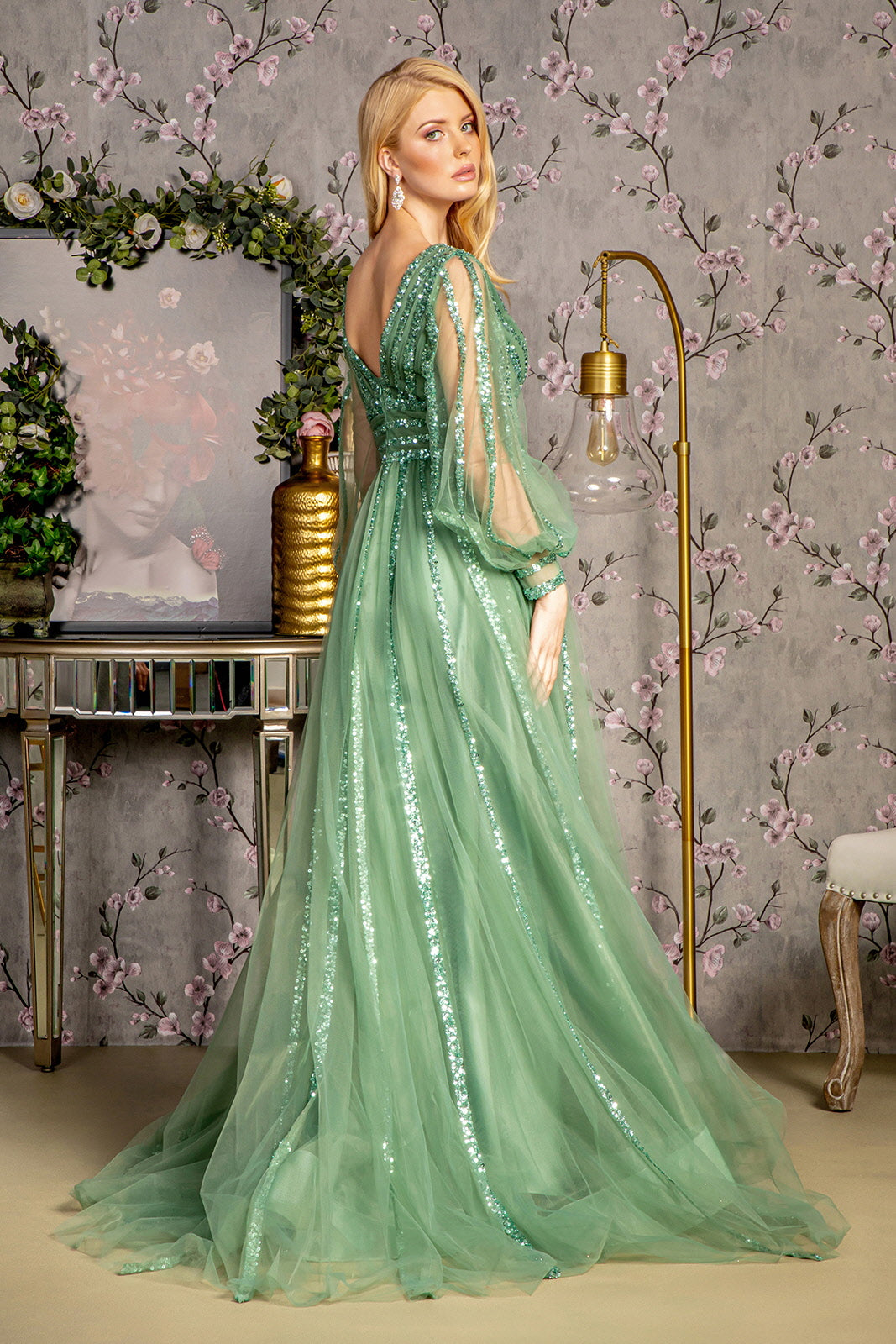 Beaded Sequin Mother of the Bride Long Dress