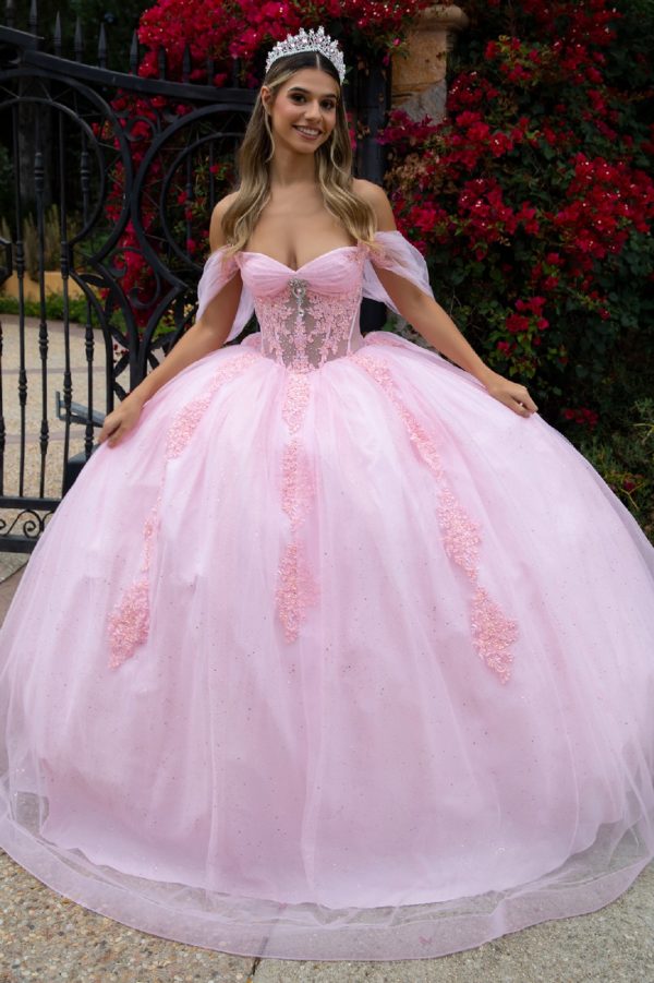 Long Glitter Beaded Quinceanera Dress