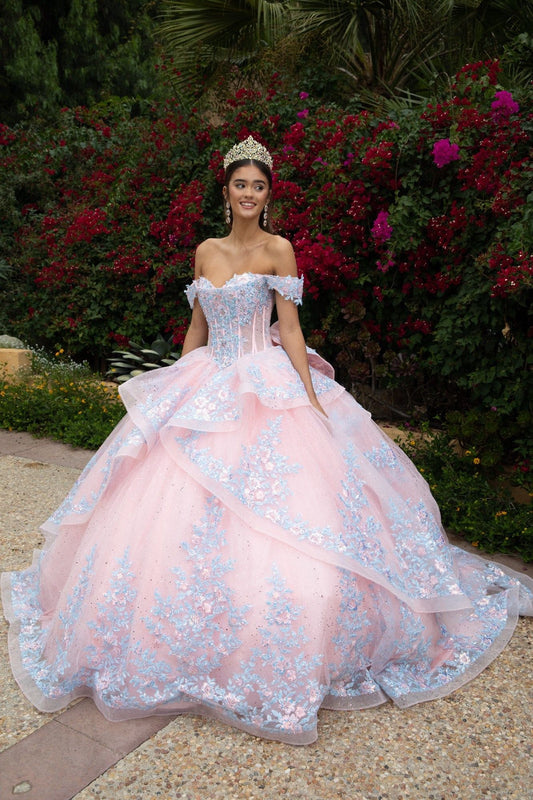 Quinceniera Dresses  Quinceanera Dress Long Glitter Ball Gown Blush Blue