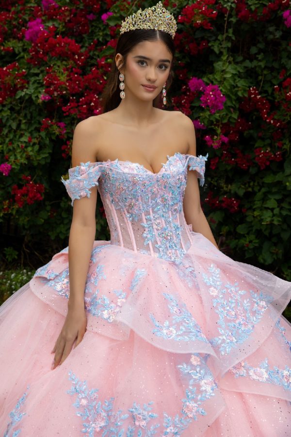 Quinceniera Dresses  Quinceanera Dress Long Glitter Ball Gown Blush Blue