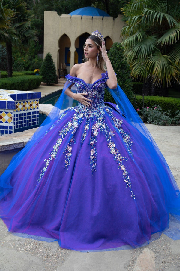 Glitter Long Ball Gown Quinceanera Dress