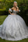 Quinceniera Dresses Long Ball Gown Quinceanera Glitter Dress Silver
