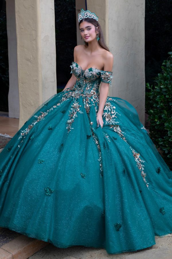 Long Sweet 16 Glitter Ball Gown Quinceanera Dress - Red / XL Long Sweet 16 Glitter Ball Gown Quinceanera Dress - Red / XL