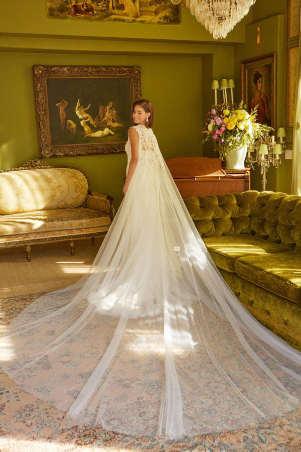 Long Bridal Gown Sequin Corset Wedding Dress - Off White / 3XL