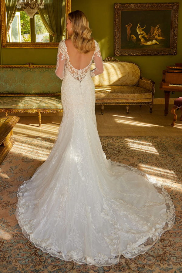 Wedding Dresses Long Beaded Sequin Wedding Dress Off White