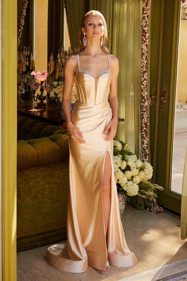 Prom Long Fitted Sequin Formal Dress - Gold / 2XL Prom Long Fitted Sequin Formal Dress - Gold / 2XL