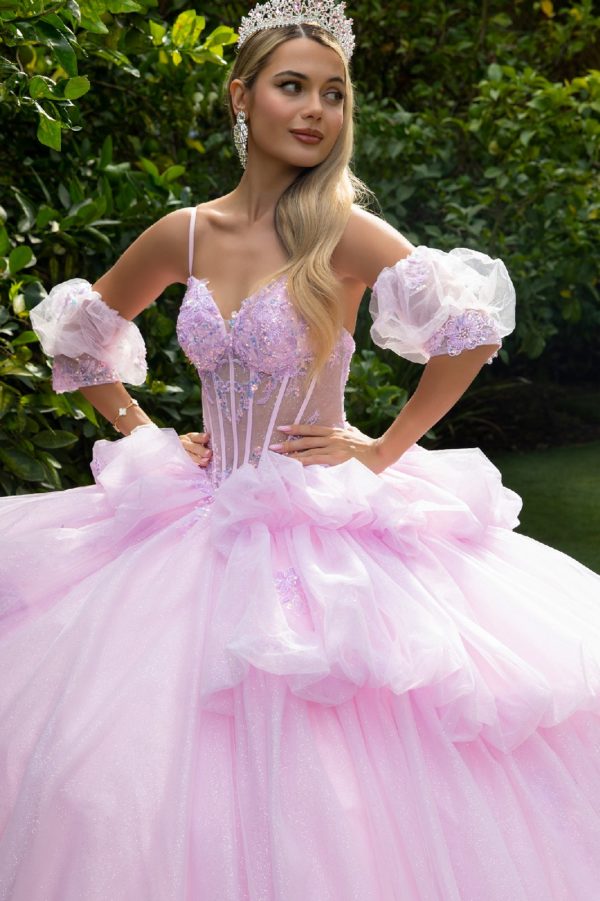 Quinceniera Dresses Glitter Quinceanera Dress Long Bal Gown Lilac/Blush