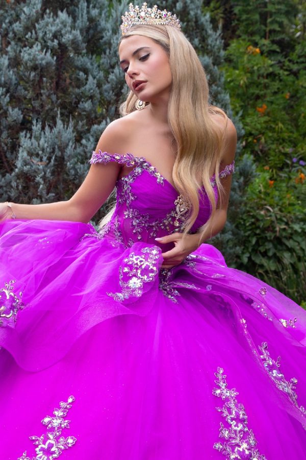 Quinceniera Dresses Long Ruffle Ball Gown Quinceanera Dress Purple