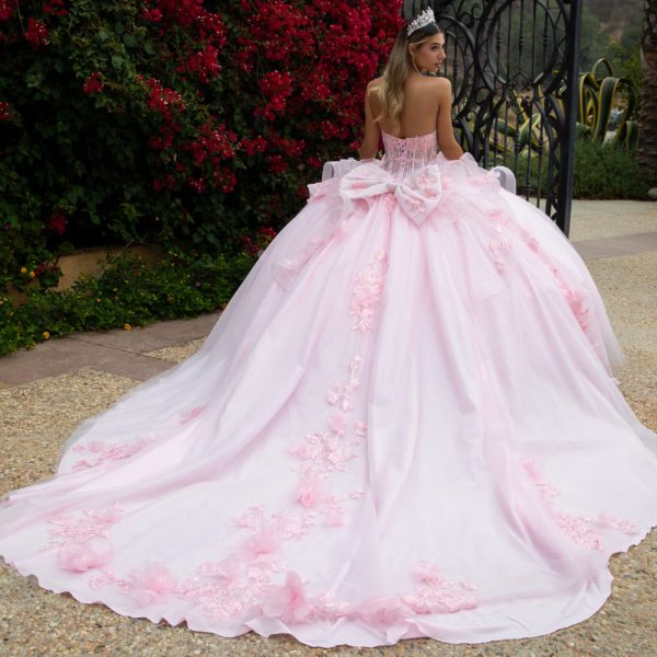 Long Ball Gown Glitter Applique Quinceanera Dress