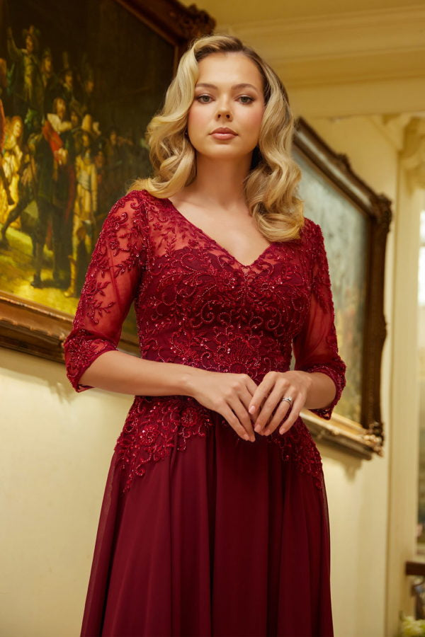 knee length dresses for ladies Formal Mother of the Bride Sequin Long Dress – The Dress Outlet