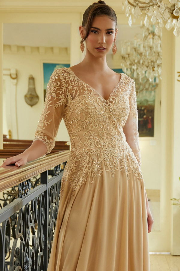 silver gala dress Luxury Beaded Silver Long Sleeves Evening Dress with Cape SS035 – DreamyVow