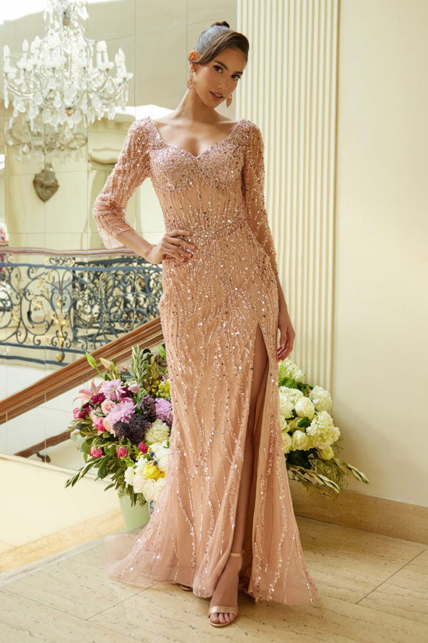 Long Formal Glitter Sequin Evening Dress