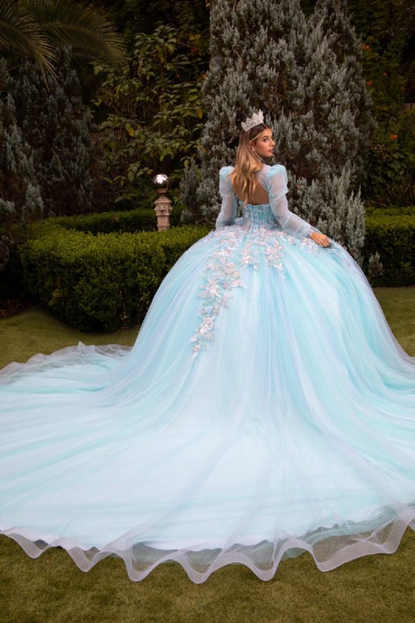 Quinceniera Dresses Glitter Ball Gown Sweet 16 Long Quinceanera Dress Ice Blue