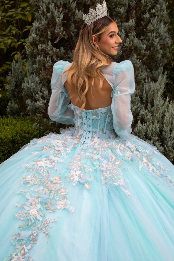 Quinceniera Dresses Glitter Ball Gown Sweet 16 Long Quinceanera Dress Ice Blue