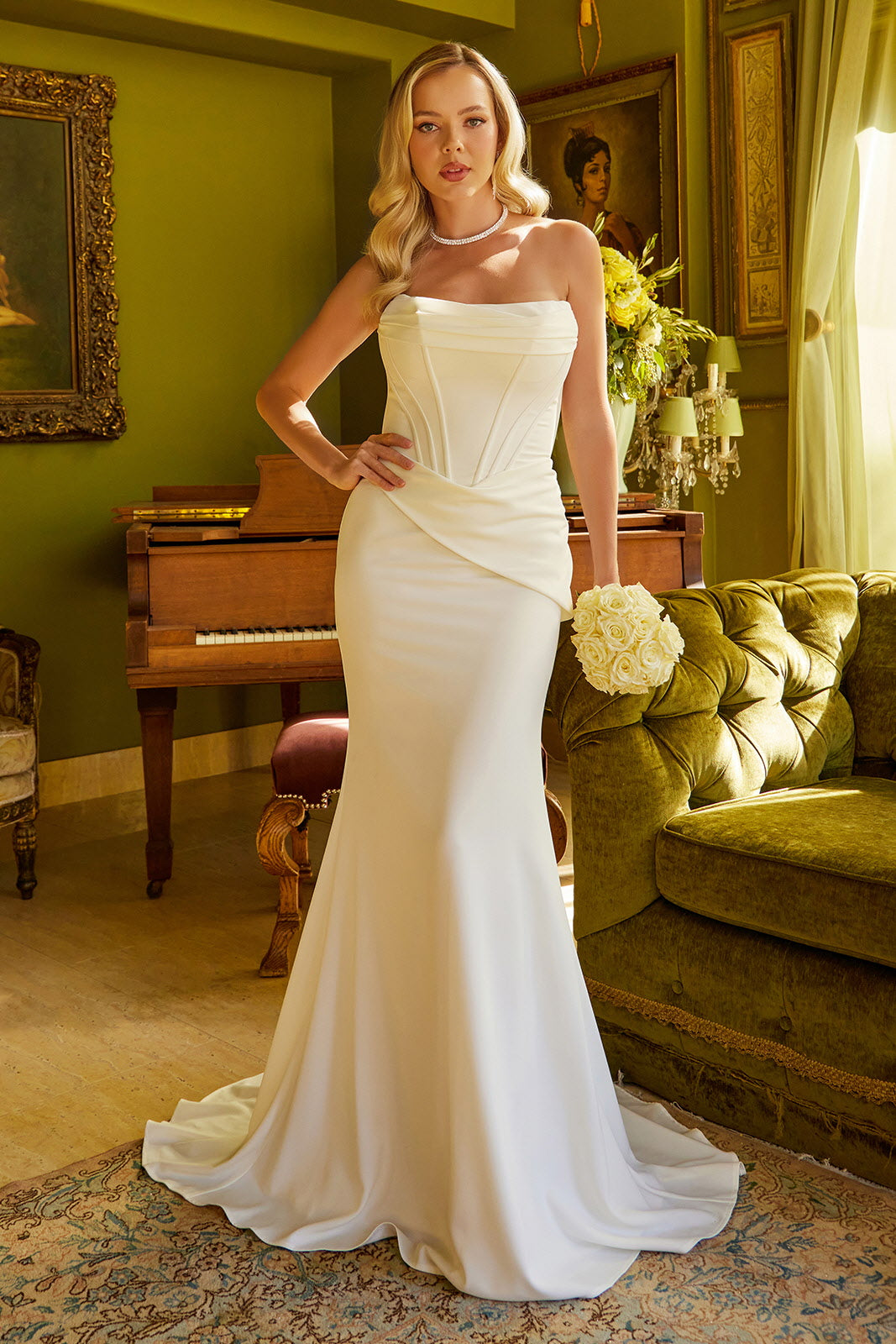 Long Simple Fitted Wedding Dress