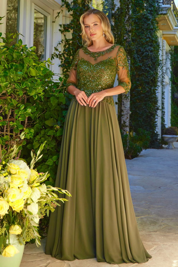 Long Formal A Line Modest Mother of the Bride Dress