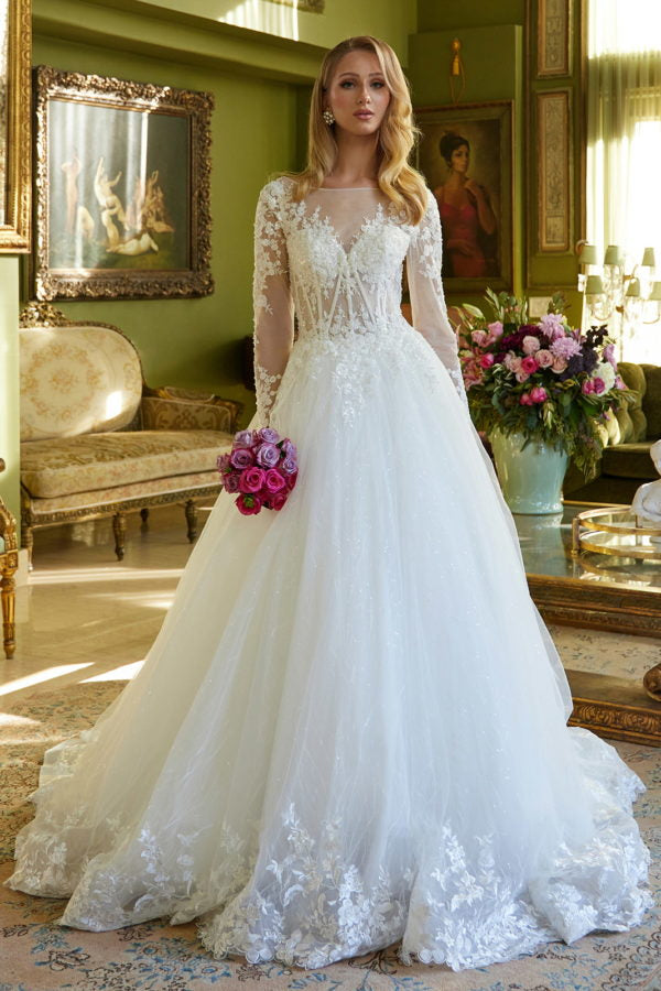 Long Sleeve Bridal Gown Sequin Wedding Dress The Dress Outlet Long Sleeve Bridal Gown Sequin Wedding Dress The Dress Outlet