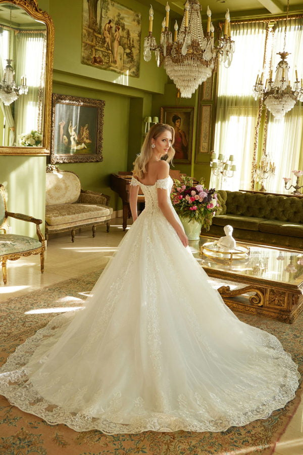 Bridal Gown A Line Long Sequin Wedding Dress