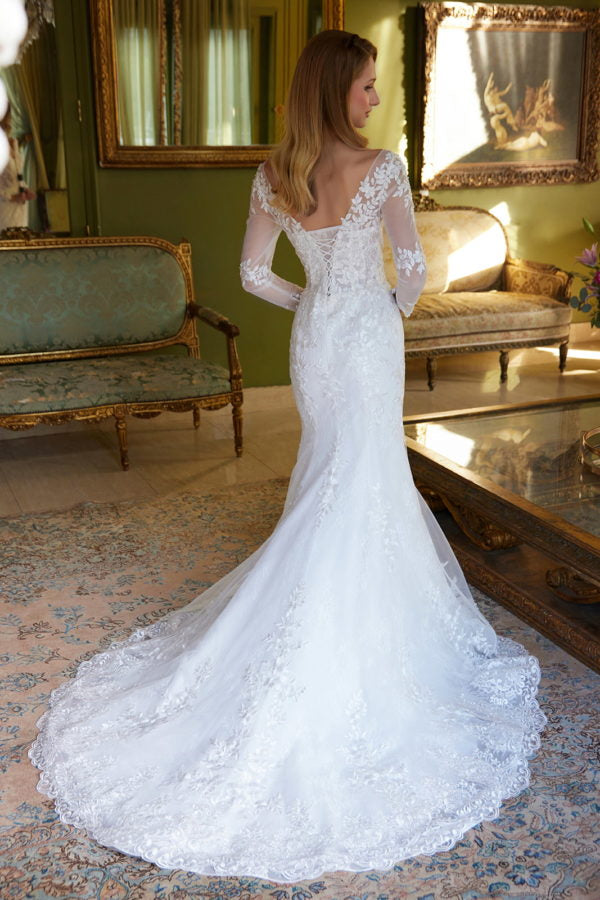 Long Sleeve Mermaid Bridal Gown Cape Wedding Dress