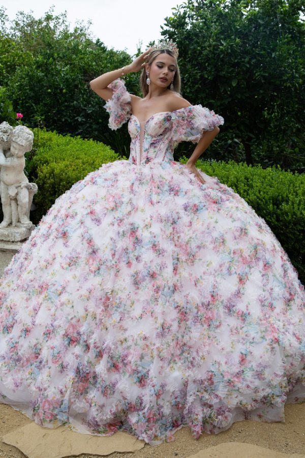Long Quinceanera Dress Pleated Corset Sequin Ball Gown