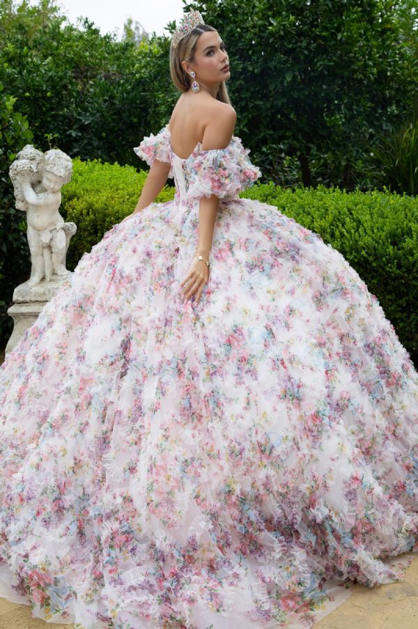 Pink Ball Gown Strapless Appliqued Long Quinceanera Dress main image 1